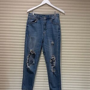 Distressed Blue Jeans
